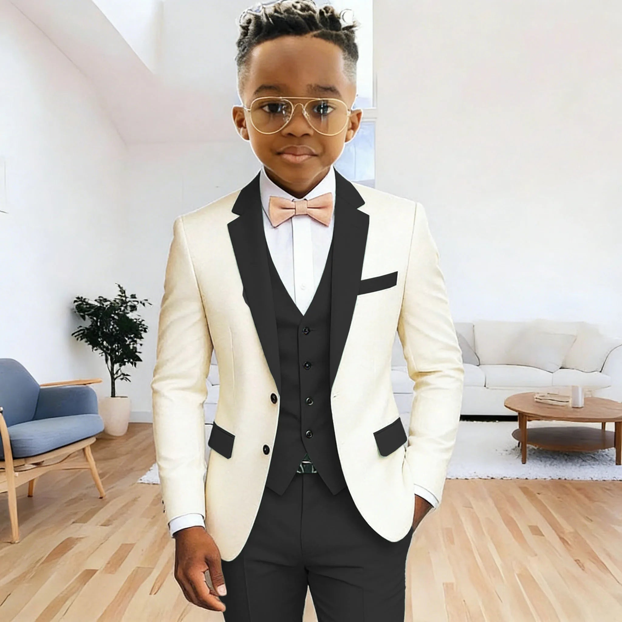 Costume 3 Pièces Garçon | Veste + Gilet + Pantalon | Mariage Cérémonie 2-16 Ans