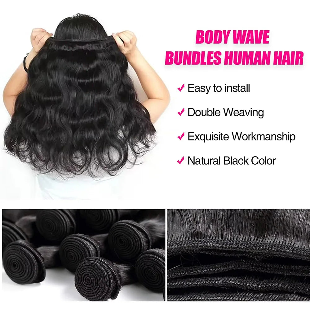 Bundles Body Wave Cheveux Humains Brésiliens Remy Hair Vierge Couleur Naturelle 10-40 Pouces – CLEVI Paris