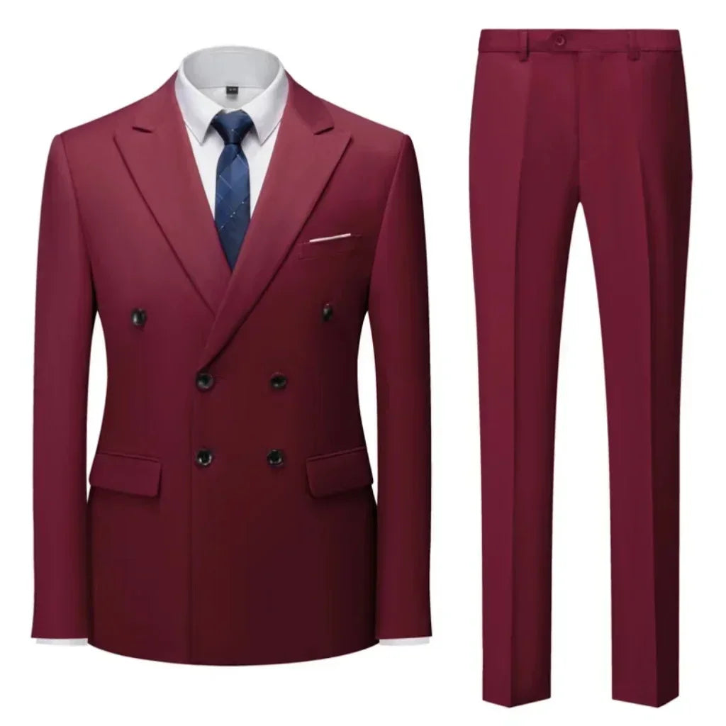Costume Homme 2 Pièces Double Boutonnage Col Cranté Slim 17 Coloris Grande Taille Sur-Mesure – CLEVI Paris