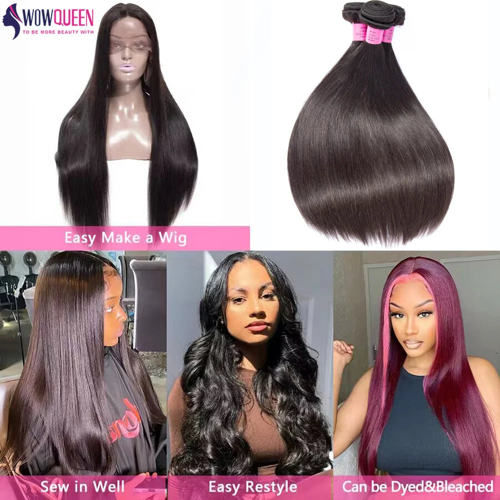 Extensions Straight Cheveux Brésiliens Remy Hair 12A – Bundles 1/3/4 Pcs 10-40 Pouces – CLEVI Paris
