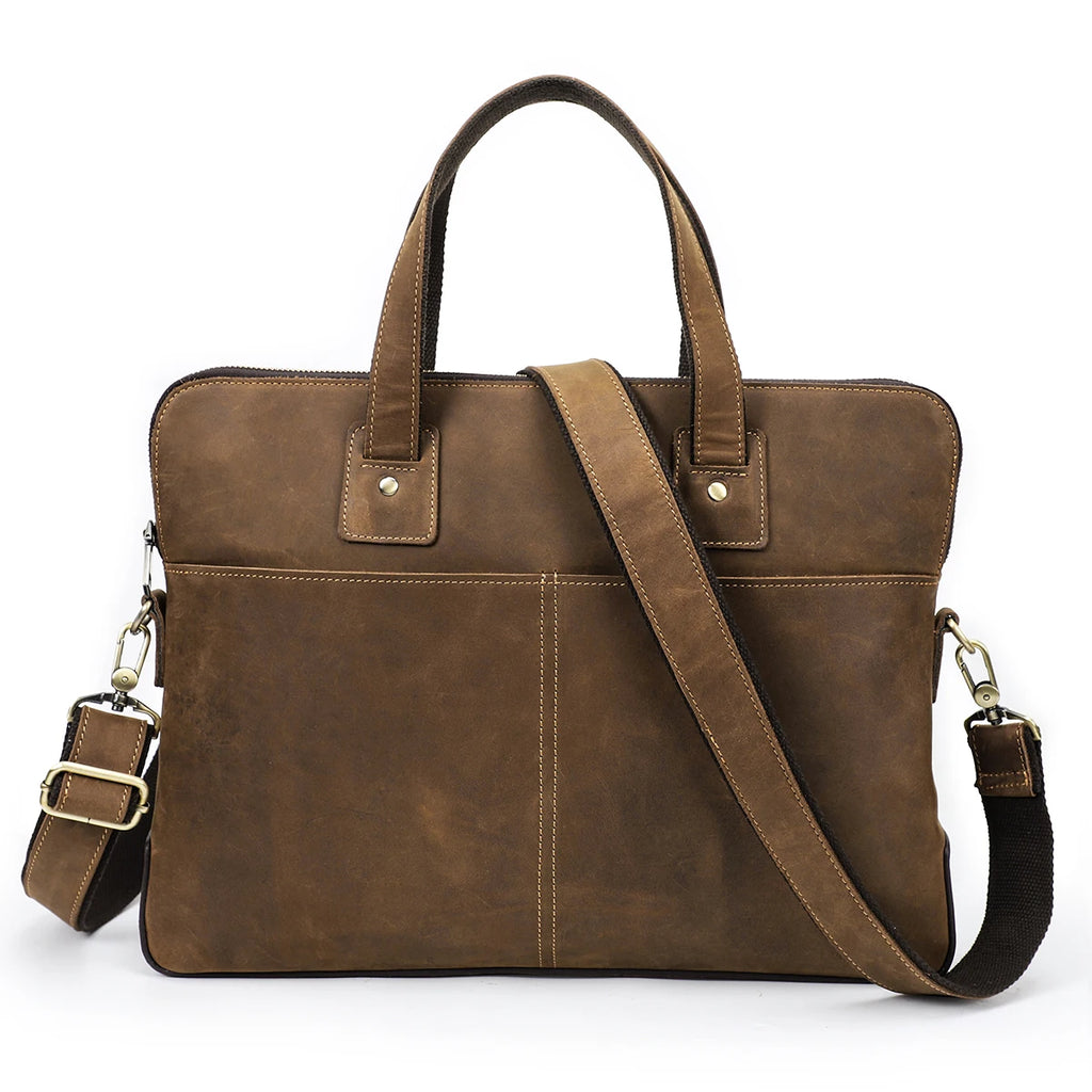 Serviette Homme Cuir Vache Crazy Horse Vintage Laptop 16" – CLEVI Paris