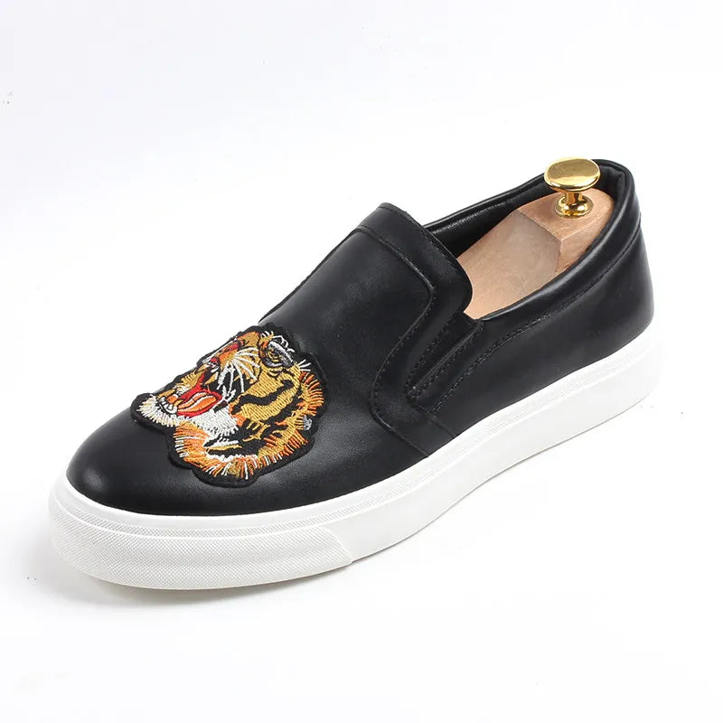 Loafers Homme Slip-On Broderie Plateforme Cuir | Noir – CLEVI Paris