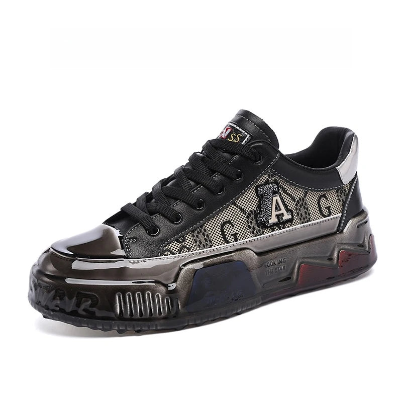Sneakers Montantes Cuir Véritable Noir Semelle Épaisse Rehaussante +3-5 cm Homme – Style Européen – CLEVI Paris