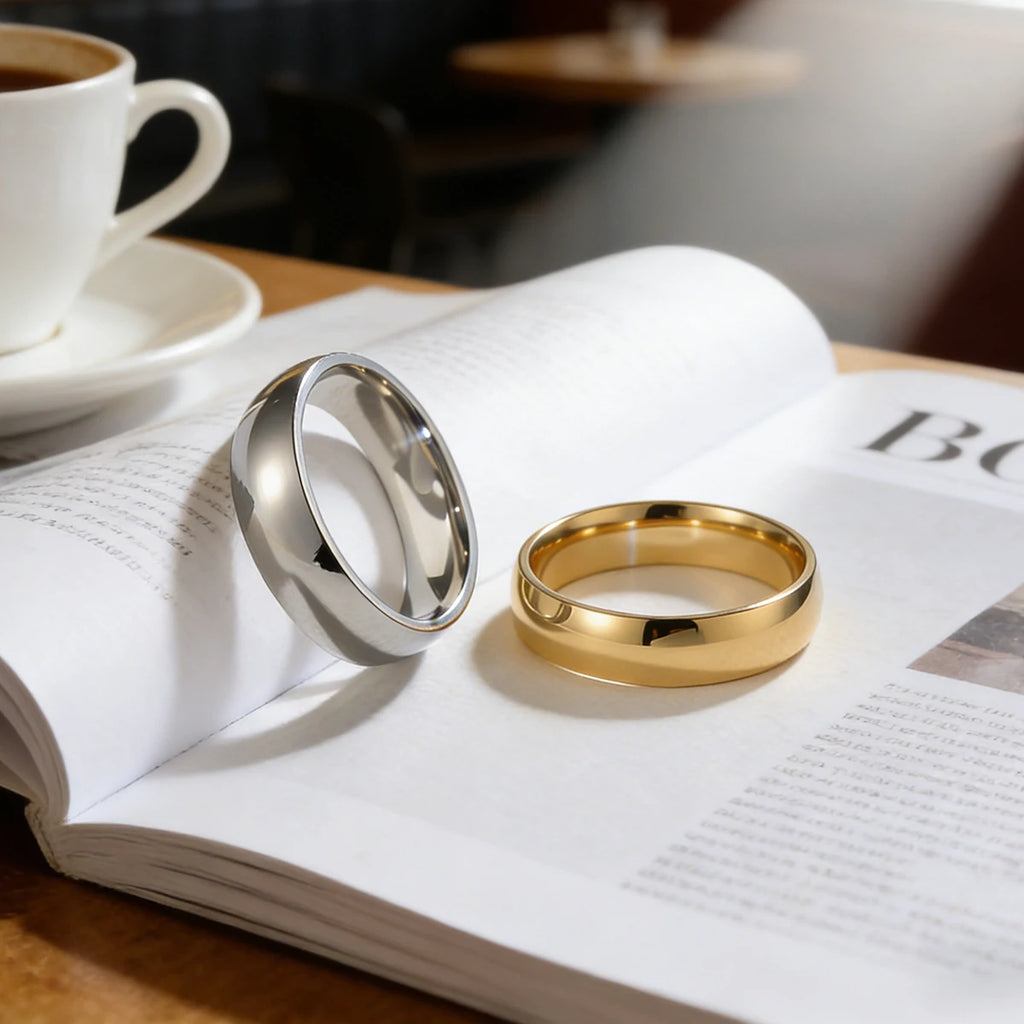 Bague Minimaliste Acier Inoxydable 6mm — Plaquée Or 18k, Waterproof, Couple | CLEVI Paris