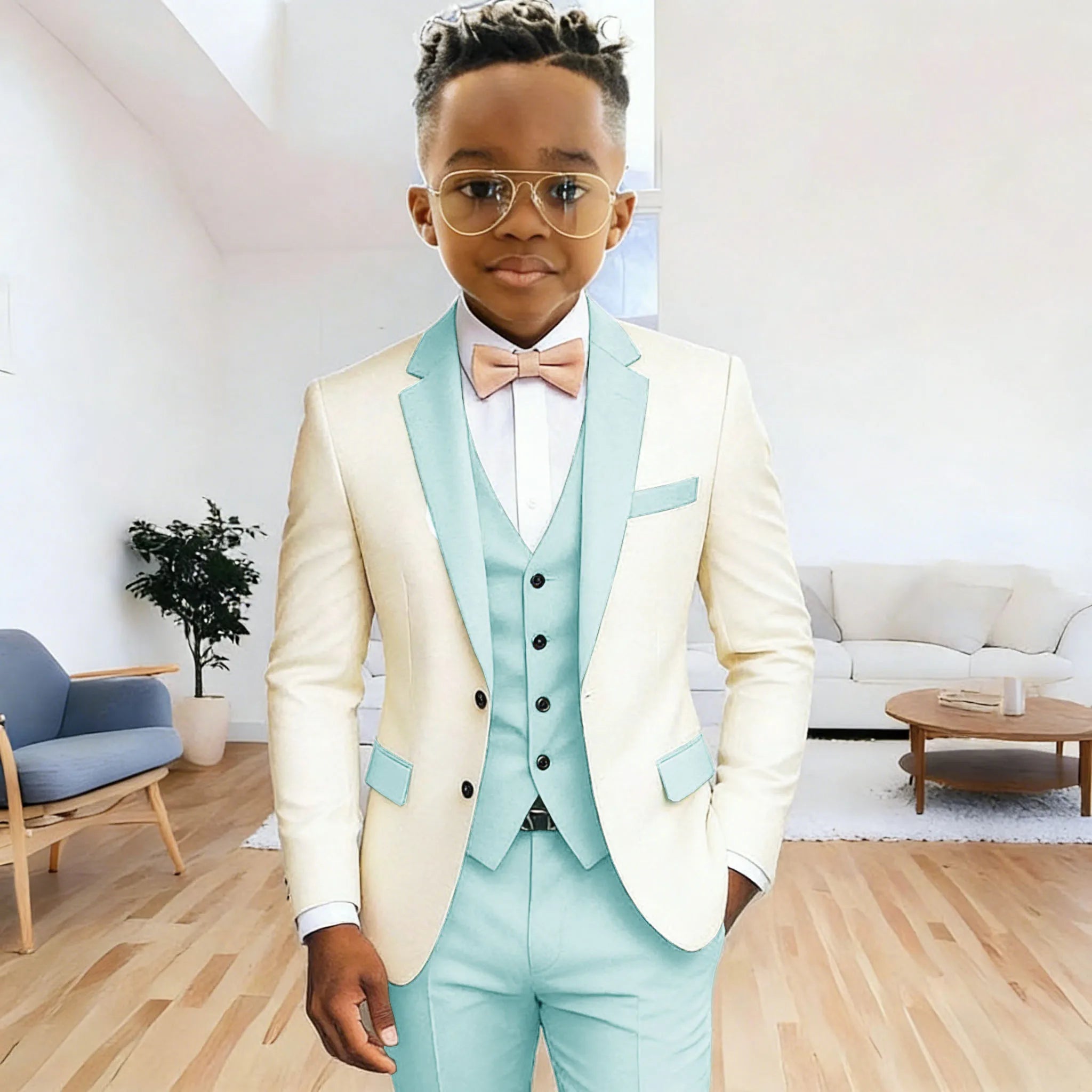 Costume 3 Pièces Garçon | Veste + Gilet + Pantalon | Mariage Cérémonie 2-16 Ans