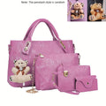 Coffret 4 Sacs Femme PU Gaufré Tote + Croisé + Portefeuille – CLEVI Paris