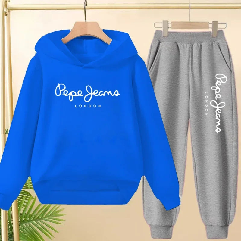 Ensemble Sweat à Capuche + Pantalon Enfant 3-13 Ans – Imprimé Lettres, Unisexe, Toutes Saisons – CLEVI Paris