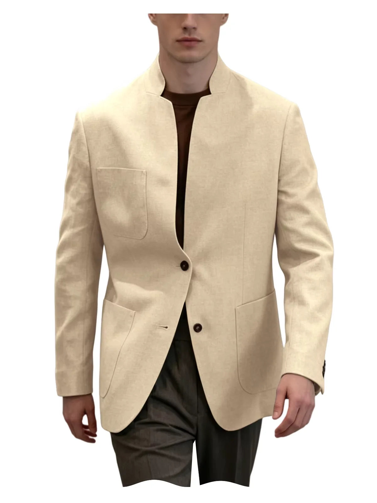 Blazer Lin Homme Col Mandarin – CLEVI Paris