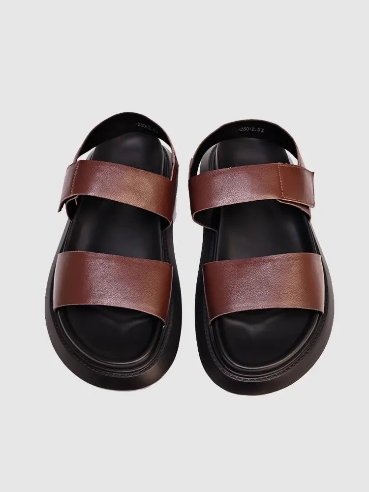 Sandales Homme Cuir de Vache Véritable Plateforme Velcro Antidérapantes – CLEVI Paris