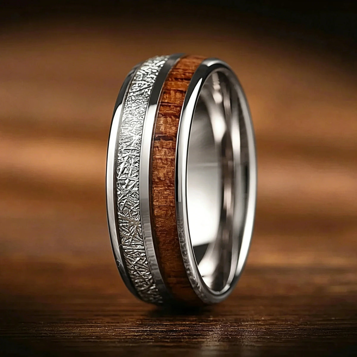 Bague Unisexe Opale Rouge et Météorite – CLEVI Paris