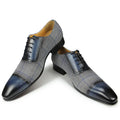 Oxford Homme Cuir Véritable Fait Main Bout Pointu Lacets Style Britannique | Bleu EU 39-47