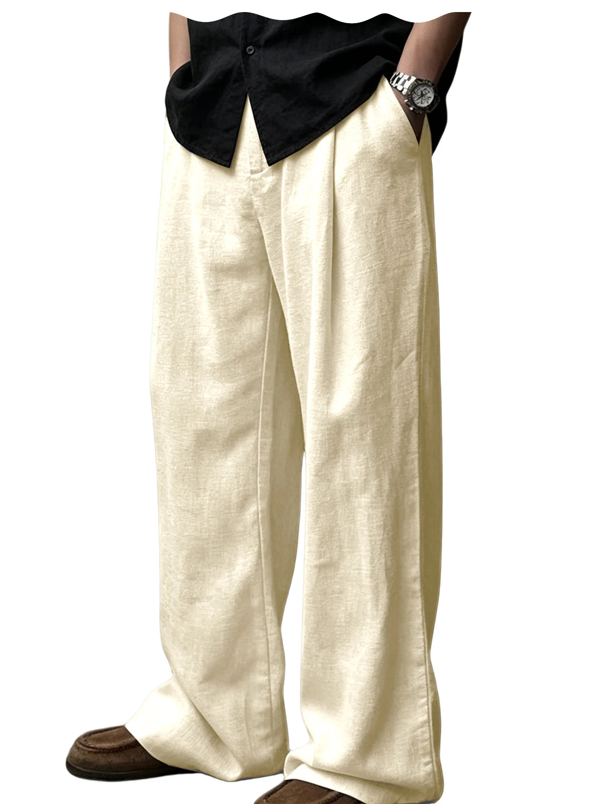 Pantalon homme plissé taille haute jambes larges – CLEVI Paris