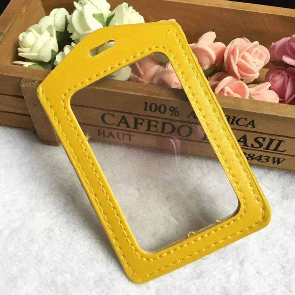 Porte-Carte Badge PU Transparent | Bordure Colorée, Trou Lanière, Style Business, 7 Coloris – CLEVI Paris