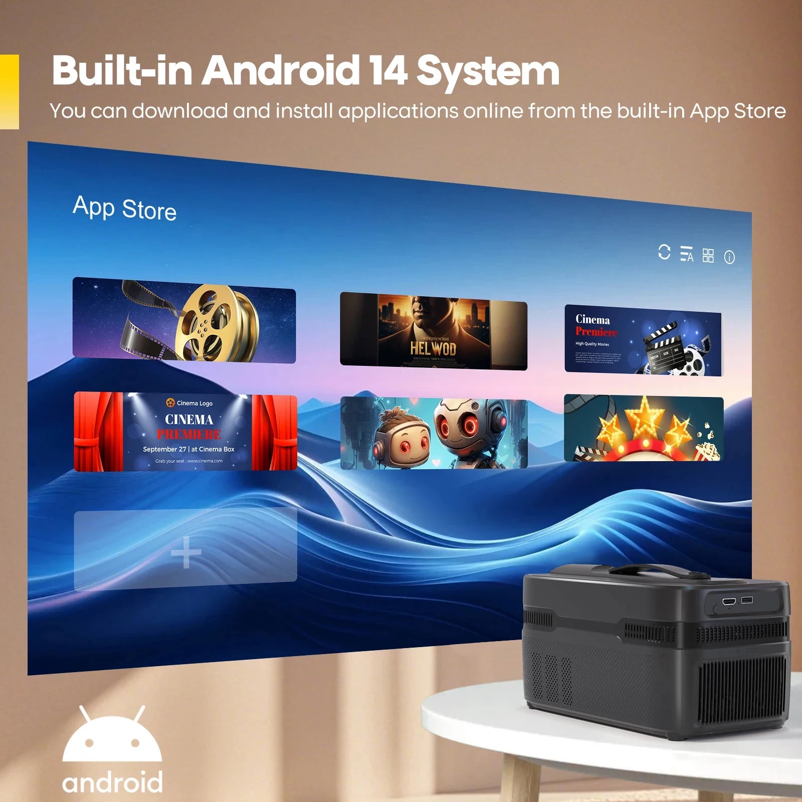 Magcubic HY450C Projecteur Ultra Courte Focale Android 14 1080P 8K 900 ANSI Autofocus WiFi 6 BT 5.4 – CLEVI Paris