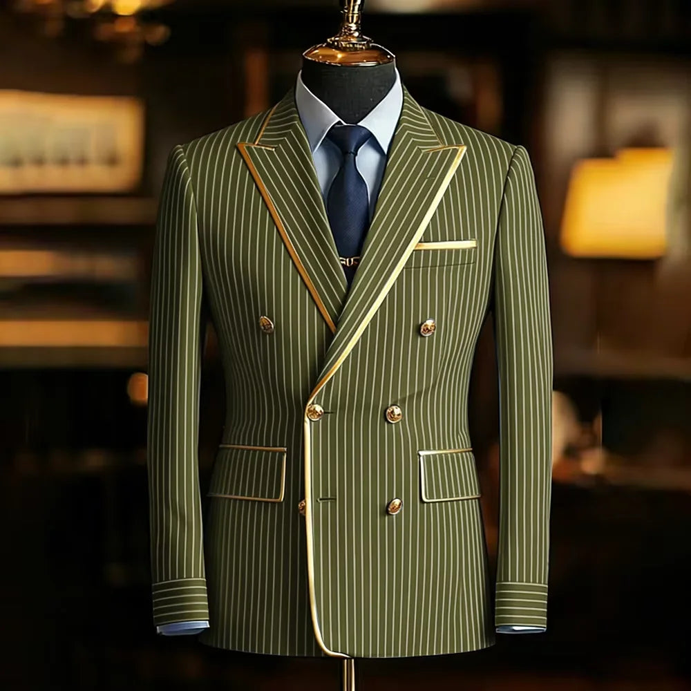 Blazer Croisé Homme Rayures Fines – CLEVI Paris