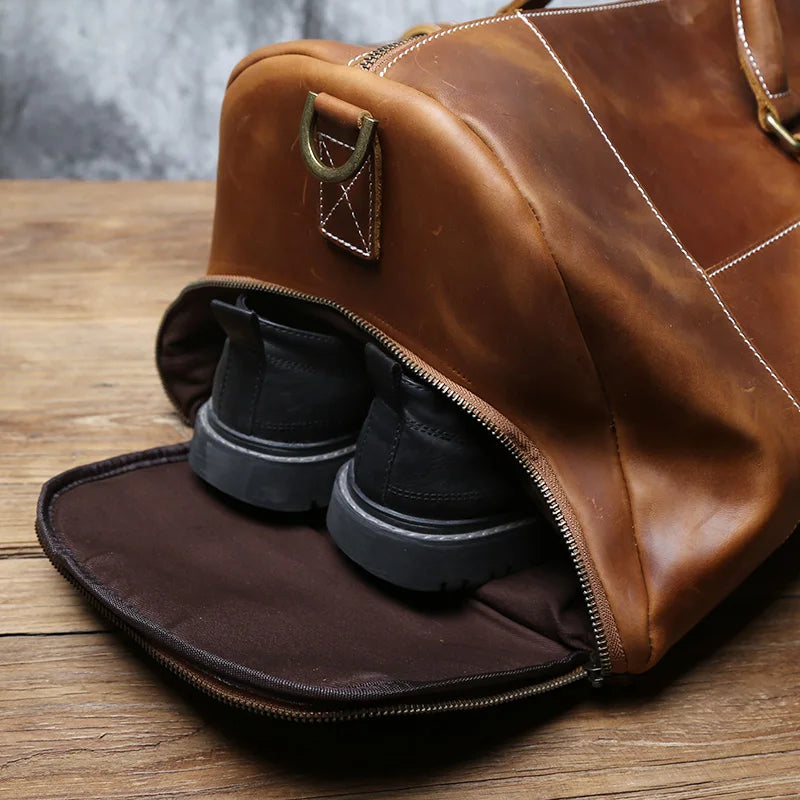 Sac de Voyage en Cuir Véritable Crazy Horse – Grand Format | NZPJ