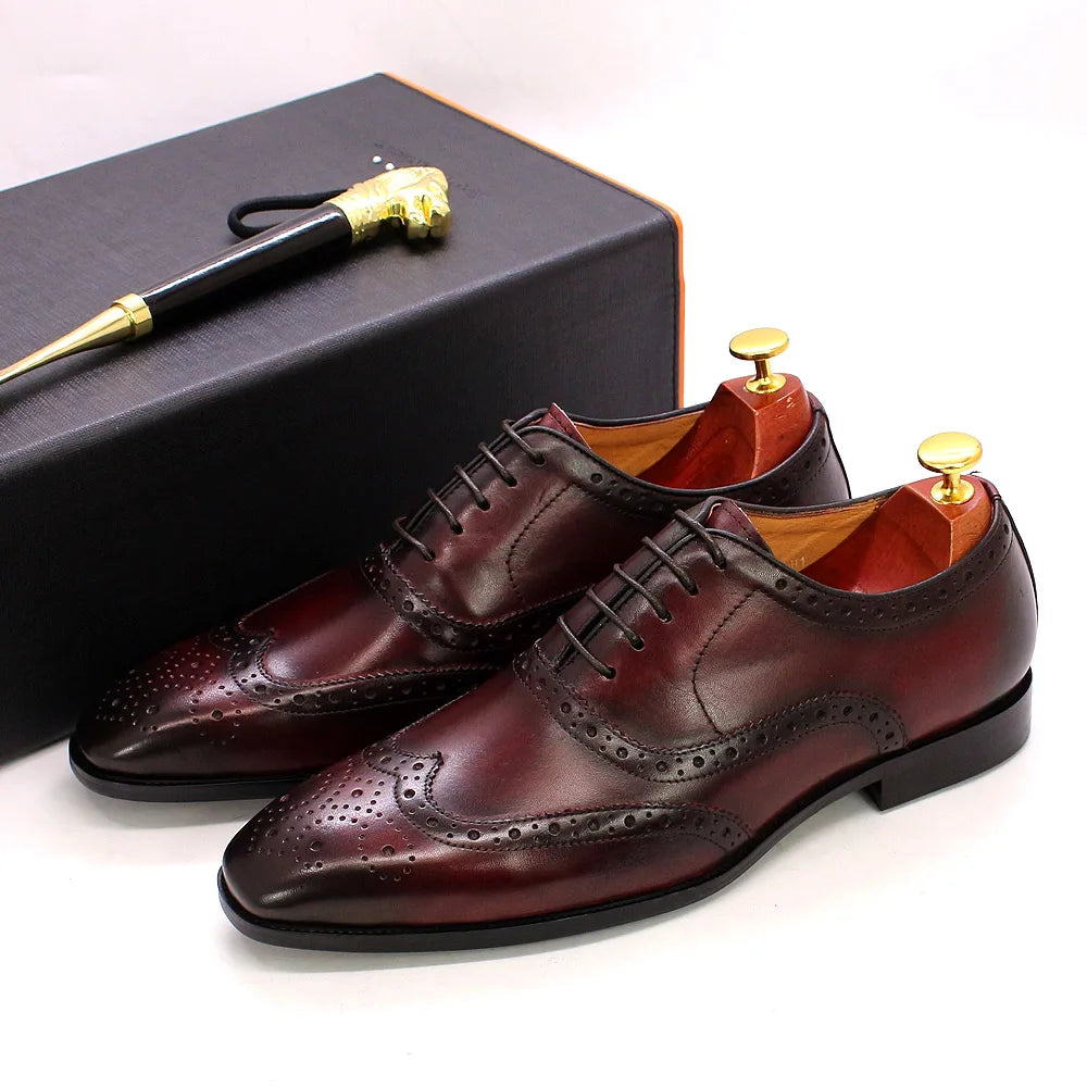 Oxford Wingtip Brogue Homme Artisanal Cuir de Veau | Business Mariage US 7-12