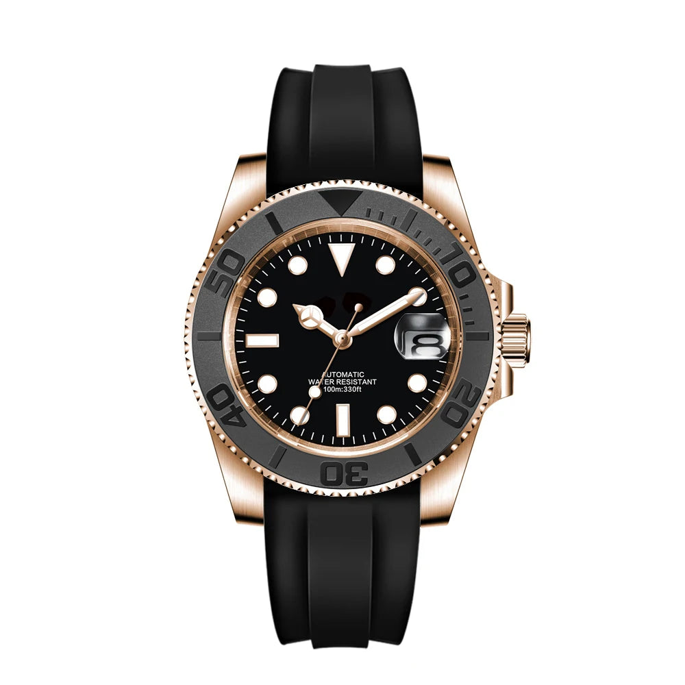 Montre Automatique Homme Corgeut 40mm – NH35 / PT5000 / Miyota Lunette Céramique Bracelet Caoutchouc – CLEVI Paris
