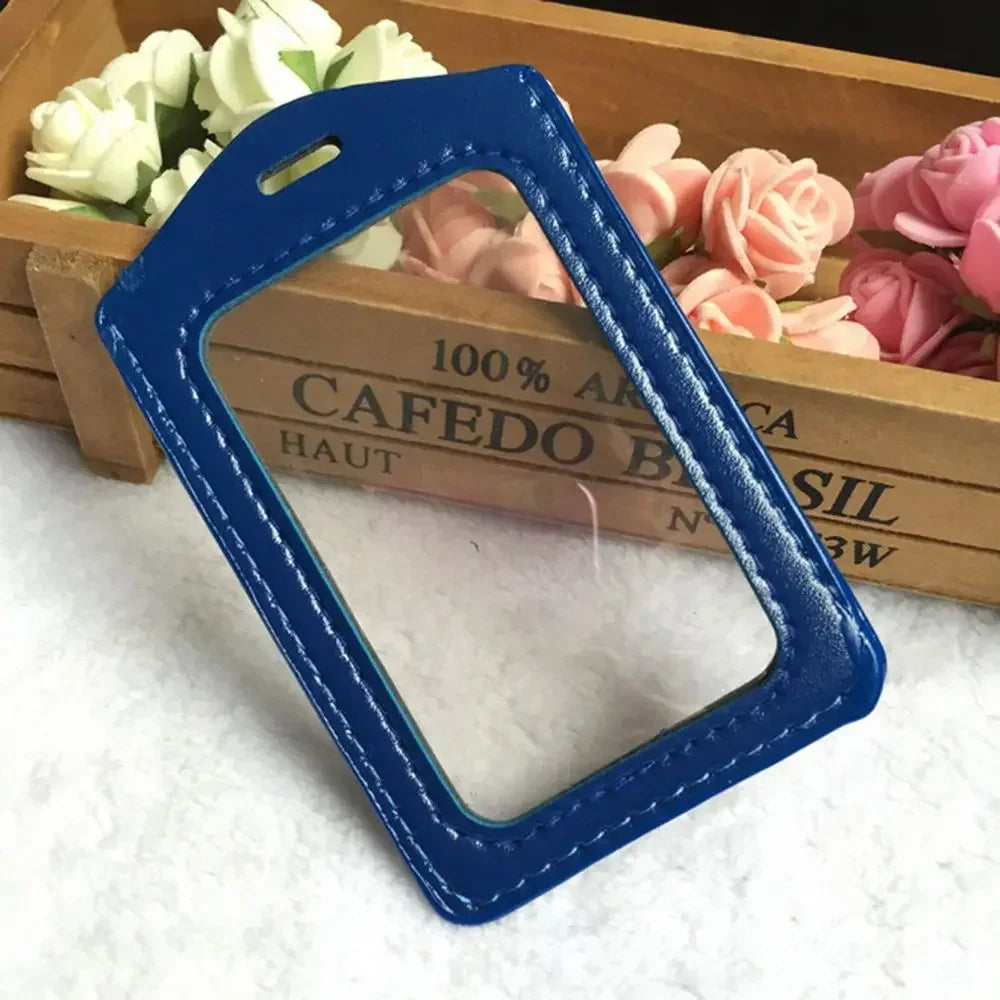 Porte-Carte Badge PU Transparent | Bordure Colorée, Trou Lanière, Style Business, 7 Coloris – CLEVI Paris