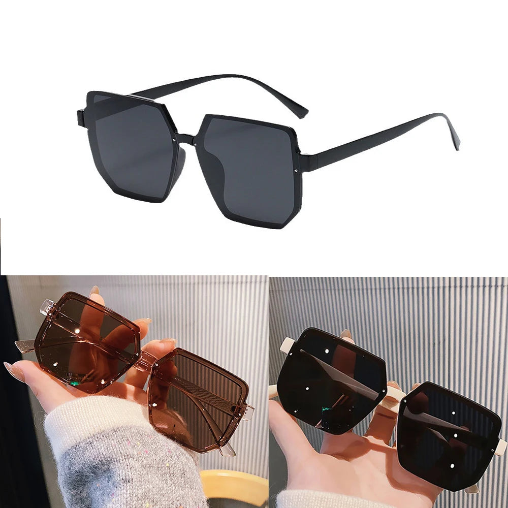 Lunettes de Soleil Carrées Polygonales Grande Monture Vintage Miroir Unisexe – CLEVI Paris
