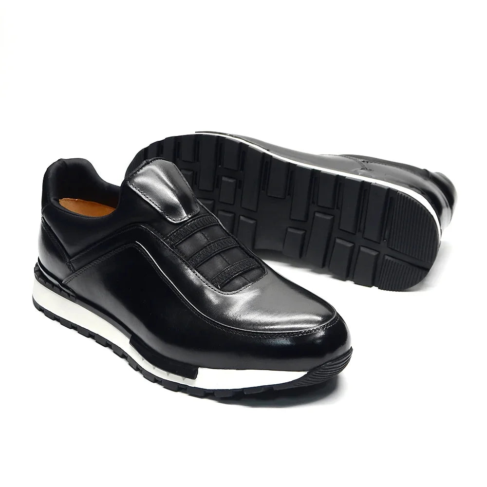 Sneakers Loafers Homme Cuir de Vache Artisanaux Slip-On Respirant | Casual & Business EU 38-46
