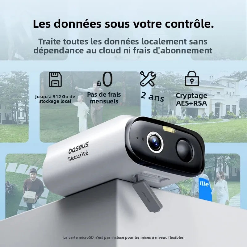 Caméra Solaire Extérieure Baseus S1 Lite 4MP 2K FOV 135° IP67 IA NeuraNex Wi-Fi – CLEVI Paris