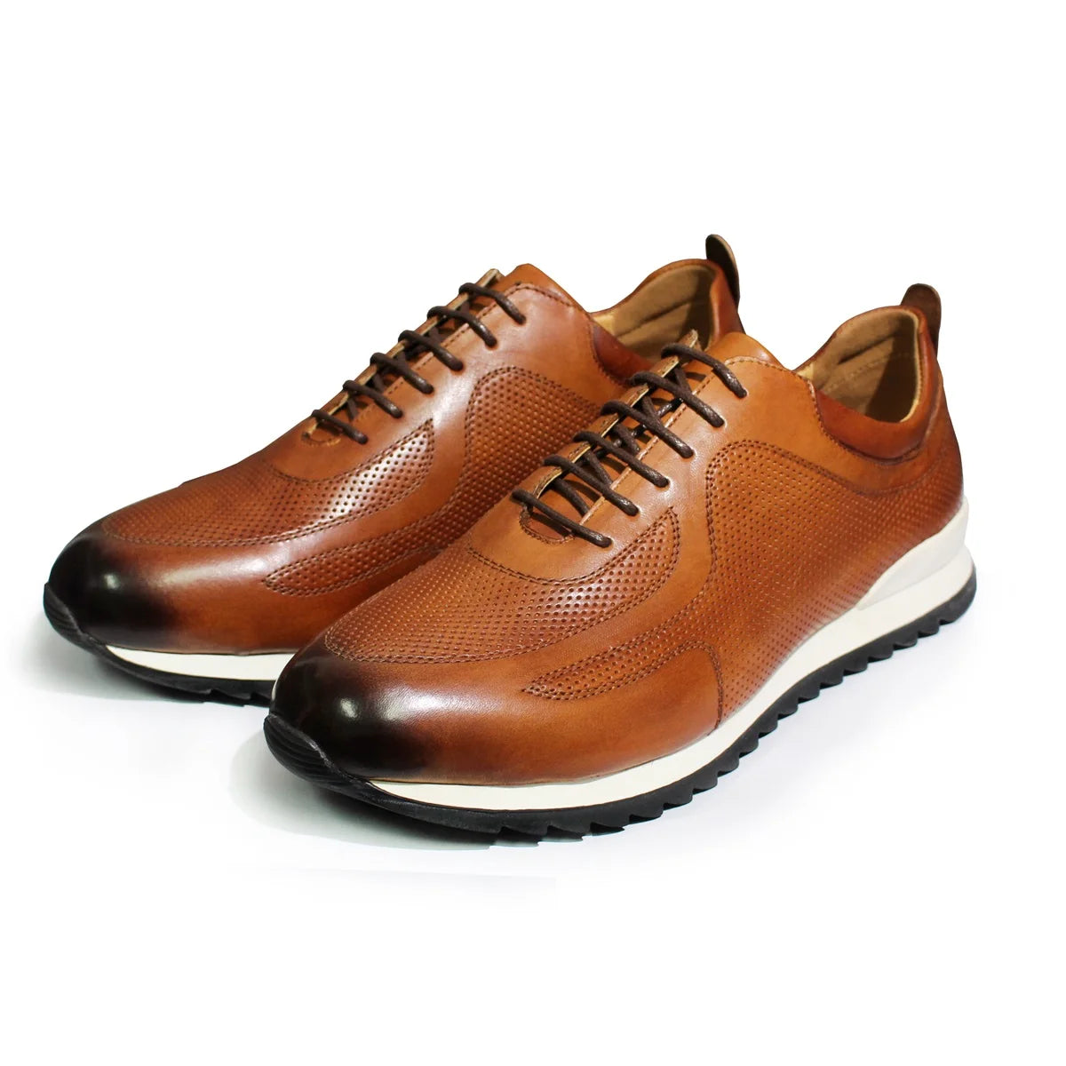 Sneakers Homme Cuir Véritable Perforé – Confort & Style Casual