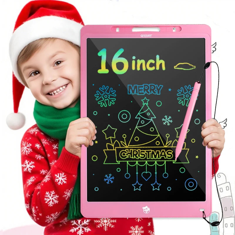 Tablette LCD Écriture 16" Couleur – Ardoise Numérique Effaçable, Jouet Éducatif, Certifiée CE – CLEVI Paris
