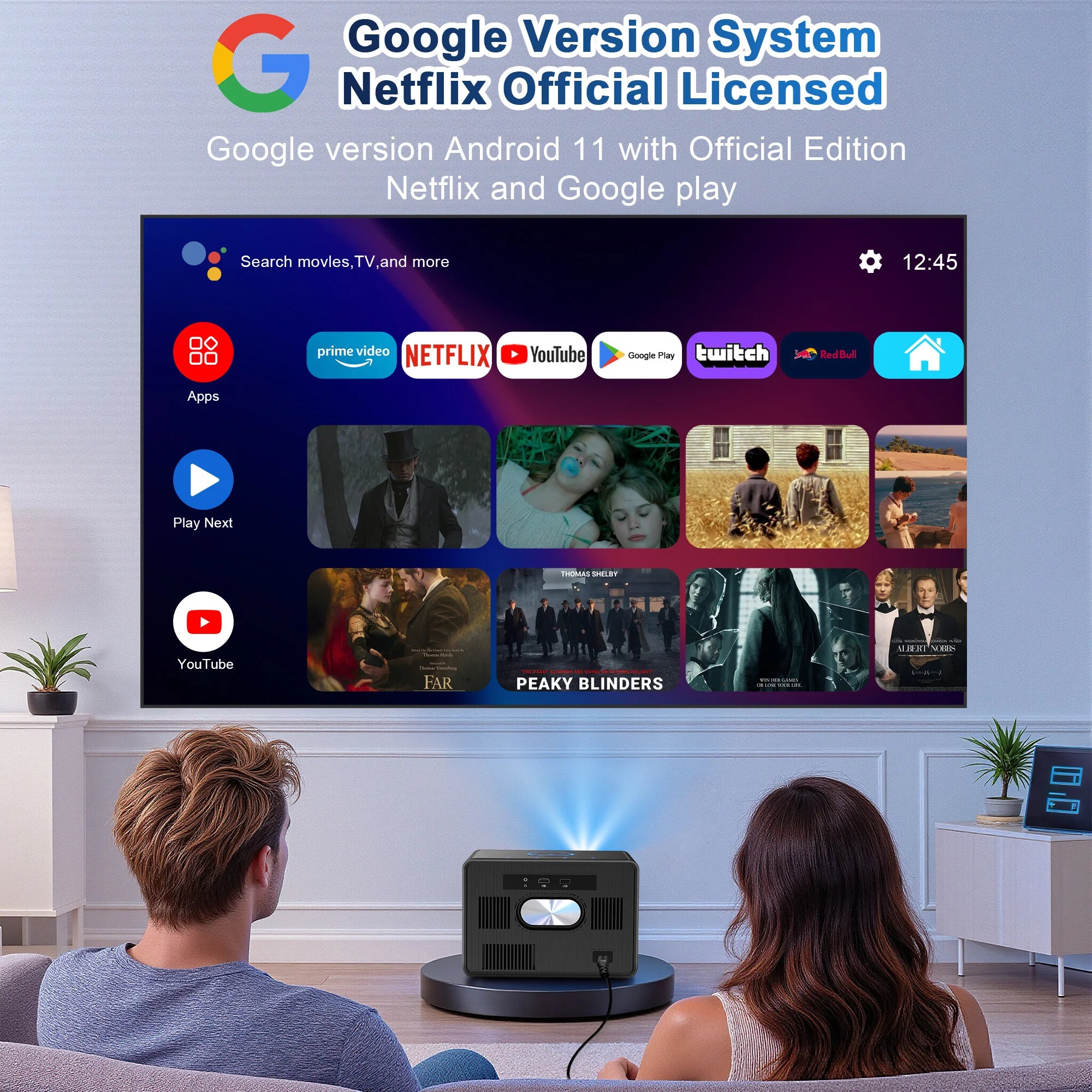 HORLAT X04 GTV Projecteur Google TV Android 14 1080P 4K 3500 ANSI Optique Fermée WiFi 6 BT 5.4 Son 30W – CLEVI Paris