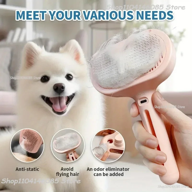 Brosse Vapeur Spray Massage pour Chien & Chat Têtes Rondes Douces Anti-Poils — CLEVI Paris