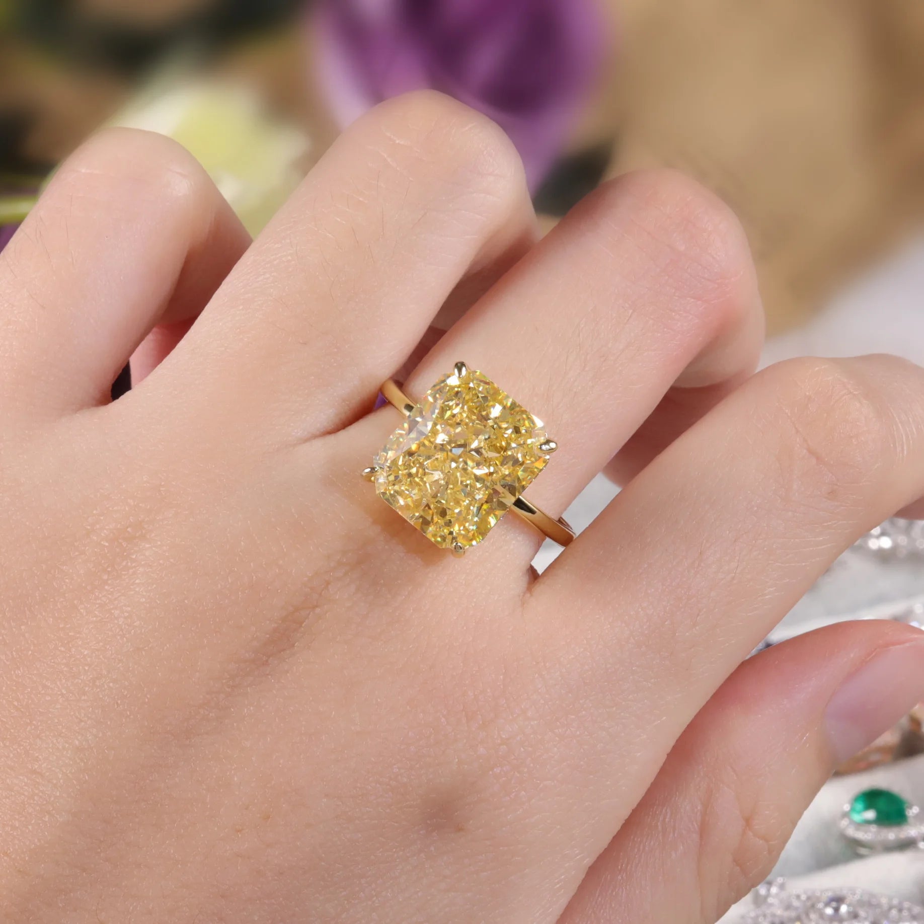 Bague Cocktail Zircon Jaune Fantäisie Diamond-Fire | Argent 925 Fait Main Cadeau – CLEVI Paris