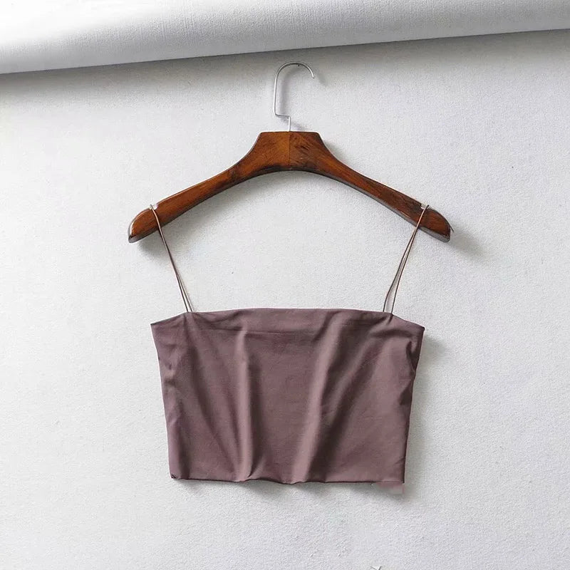 Crop Top Femme Sans Manches Élastique | Débardeur Court Polyester Été – CLEVI Paris
