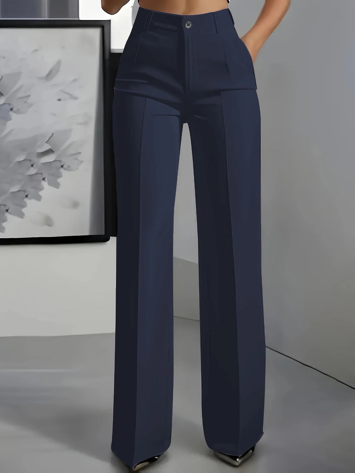 Pantalon Tailleur Femme Taille Haute Coupe Droite Drapée 17 Coloris – CLEVI Paris