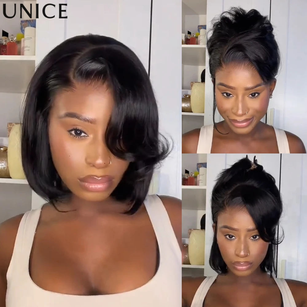 Perruque carré lisse, cheveux humains – CLEVI Paris