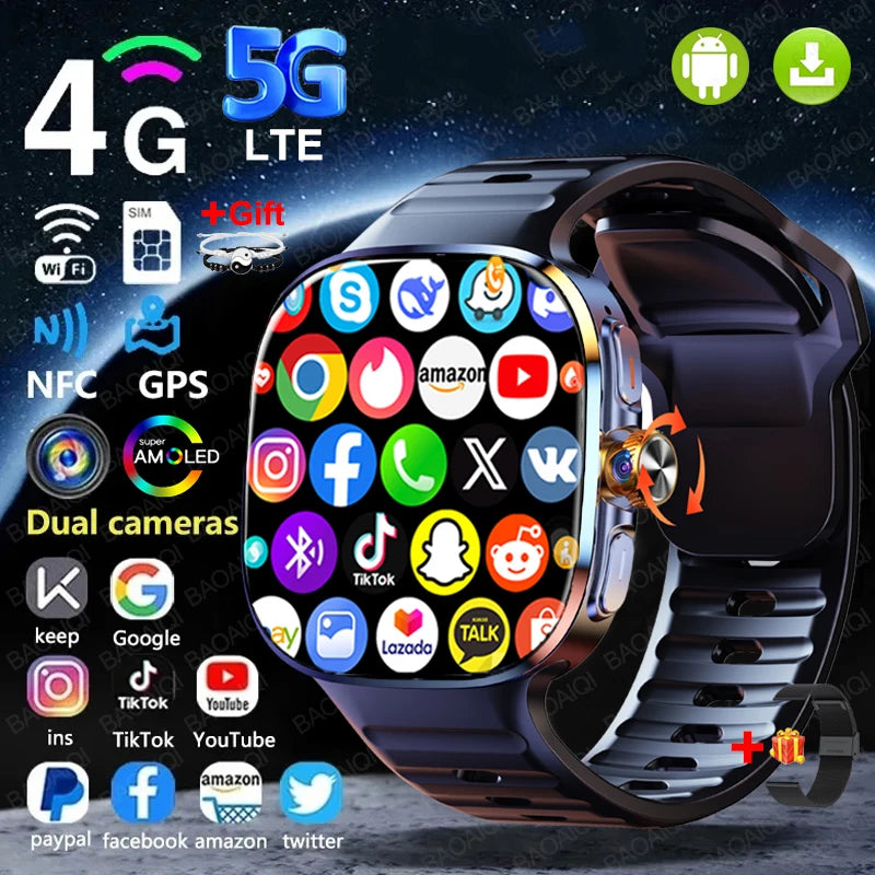 Montre Connectée 4G/5G AMOLED 2,4" Appel Vidéo GPS Google Play – CLEVI Paris