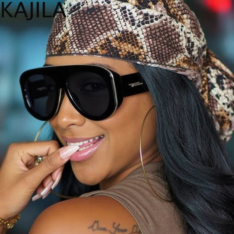 Lunettes de Soleil Oversize Ovales Pilot Y2K UV400 Dégradé Femme – CLEVI Paris
