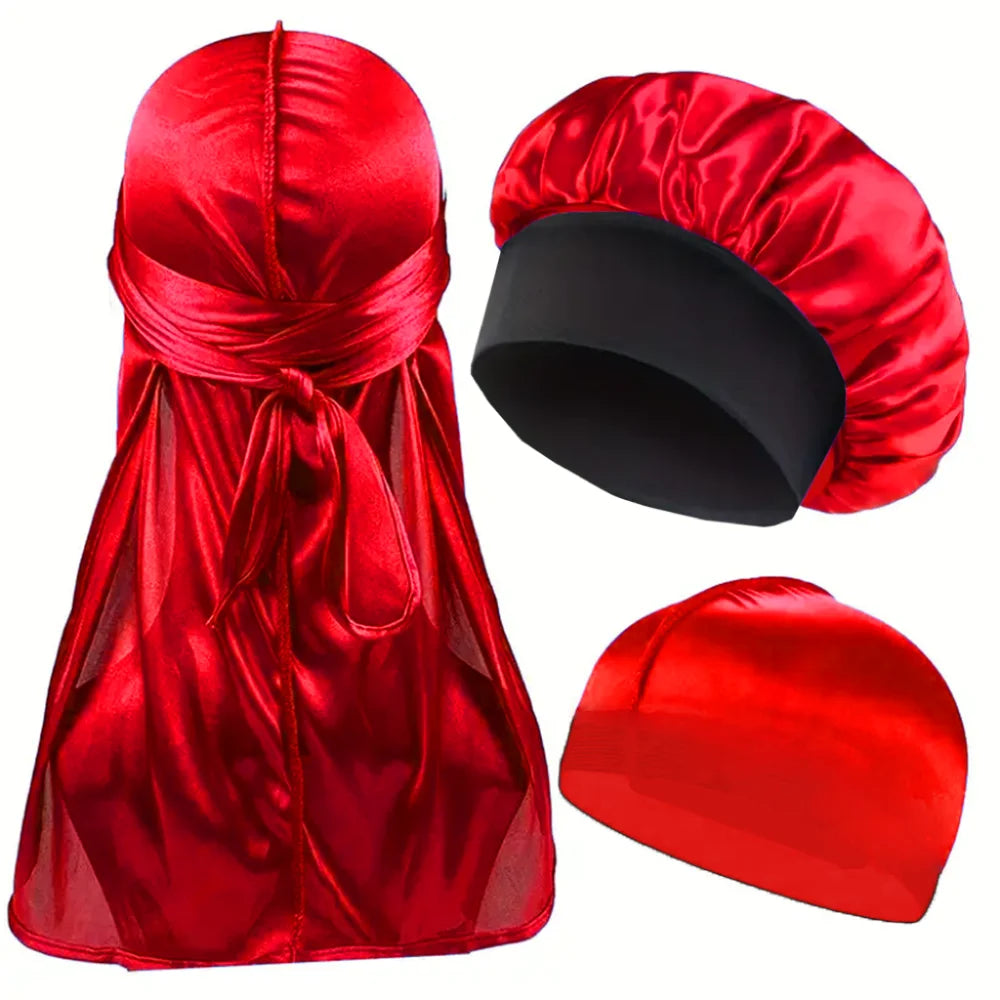 Coffret 3 pièces Durag + Bonnet + Dome Hat Satin — CLEVI Paris