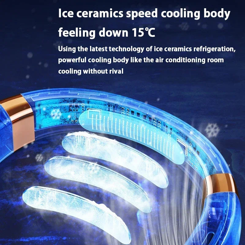 Ventilateur Tour de Cou Sans Lames 5 Vitesses LED Rechargeable USB Sport – CLEVI Paris
