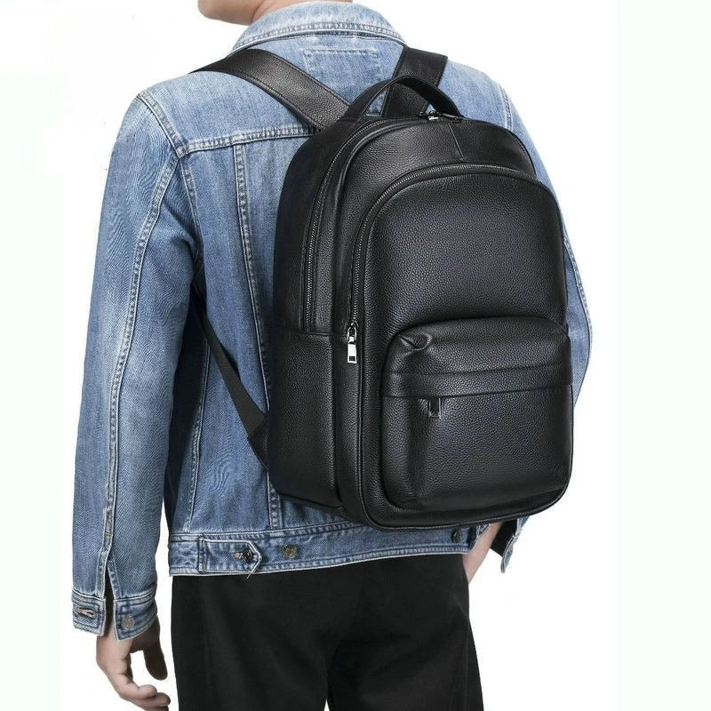 Sac à Dos Homme Cuir Vache Véritable Imperméable 41x28cm 20-35L – CLEVI Paris