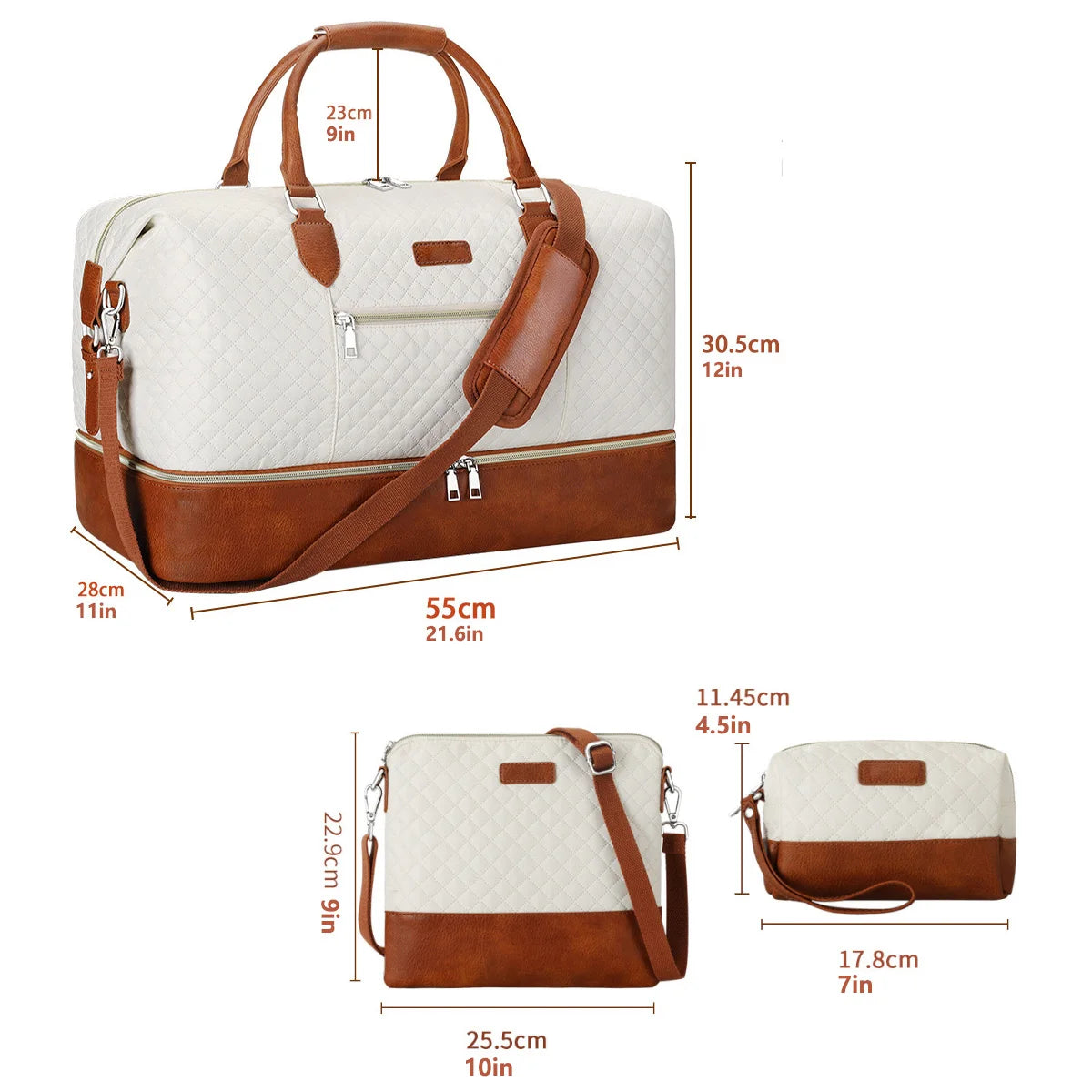 Coffret 3 Sacs Voyage Femme Nylon Matelassé Compartiment Chaussures – CLEVI Paris