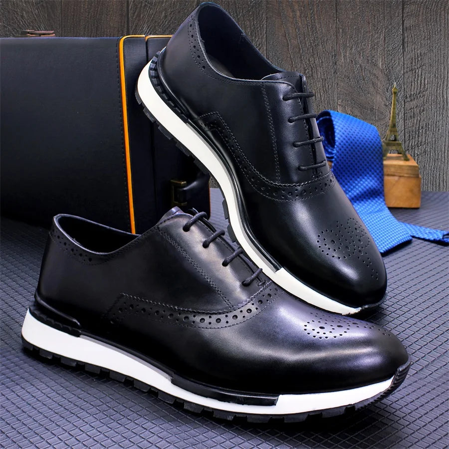 Sneaker Brogue Homme Cuir Premium Lacets | Doublure Agneau Imperméable 2 Coloris