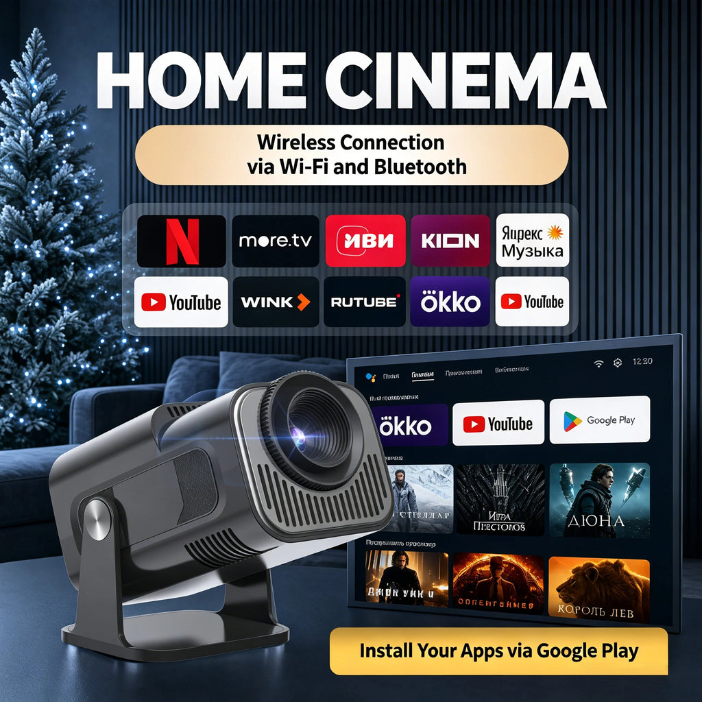 Sucetiho Projecteur Portable Android 720P 4K WiFi Bluetooth 5.0 Son HiFi Support 180° – CLEVI Paris