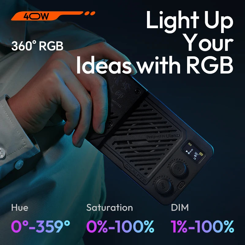 Lampe vidéo Ulanzi P40 bicolore ou RGB 40 W – CLEVI Paris