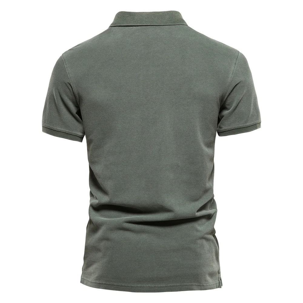 Polo Homme AIOPESON 100% Coton Uni – Col Rabattu, Manches Courtes, Anti-Boulochage