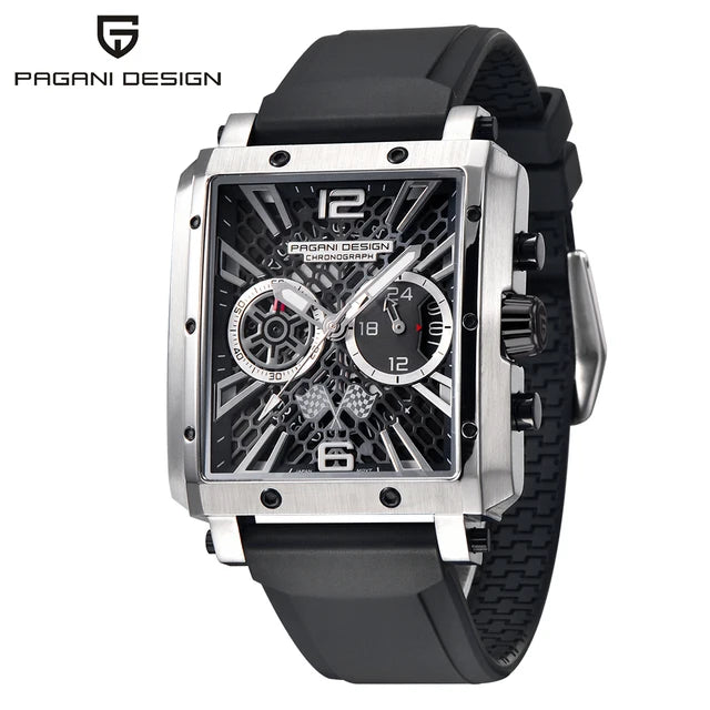 Montre Homme Quartz Racing Multifonction Boîtier Rectangle Pagani Design PD-1725 – CLEVI Paris