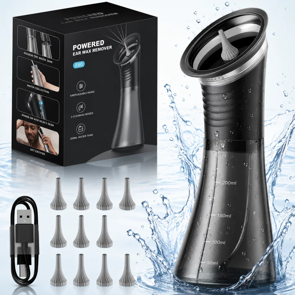 Nettoyeur Oreilles Électrique Irrigation Double Réservoir 3 Pressions LED USB-C – CLEVI Paris