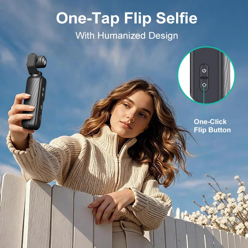 Caméra Action 4K 64MP Gimbal 330° Face Tracking Écran Tactile WiFi | Regaton Pocket