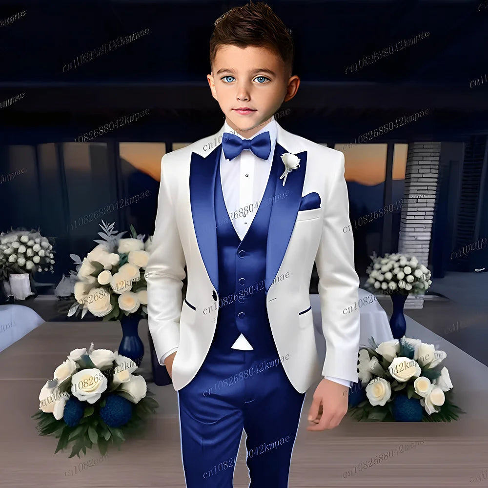 Costume 3 Pièces Garçon Mariage Cérémonie Blazer Gilet Pantalon 13 Coloris – CLEVI Paris