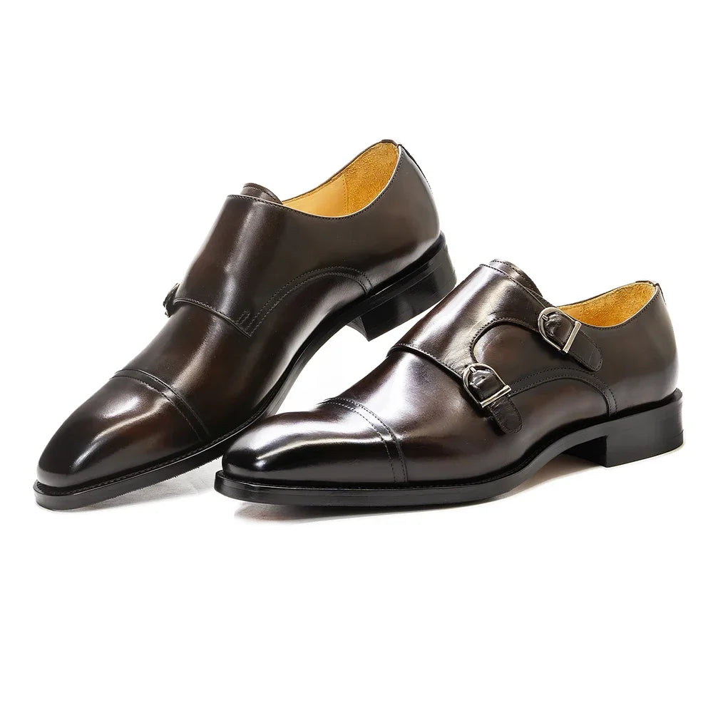 Monk Strap Double Boucle Homme Cuir de Veau Cap-Toe | Business Mariage US 7-13