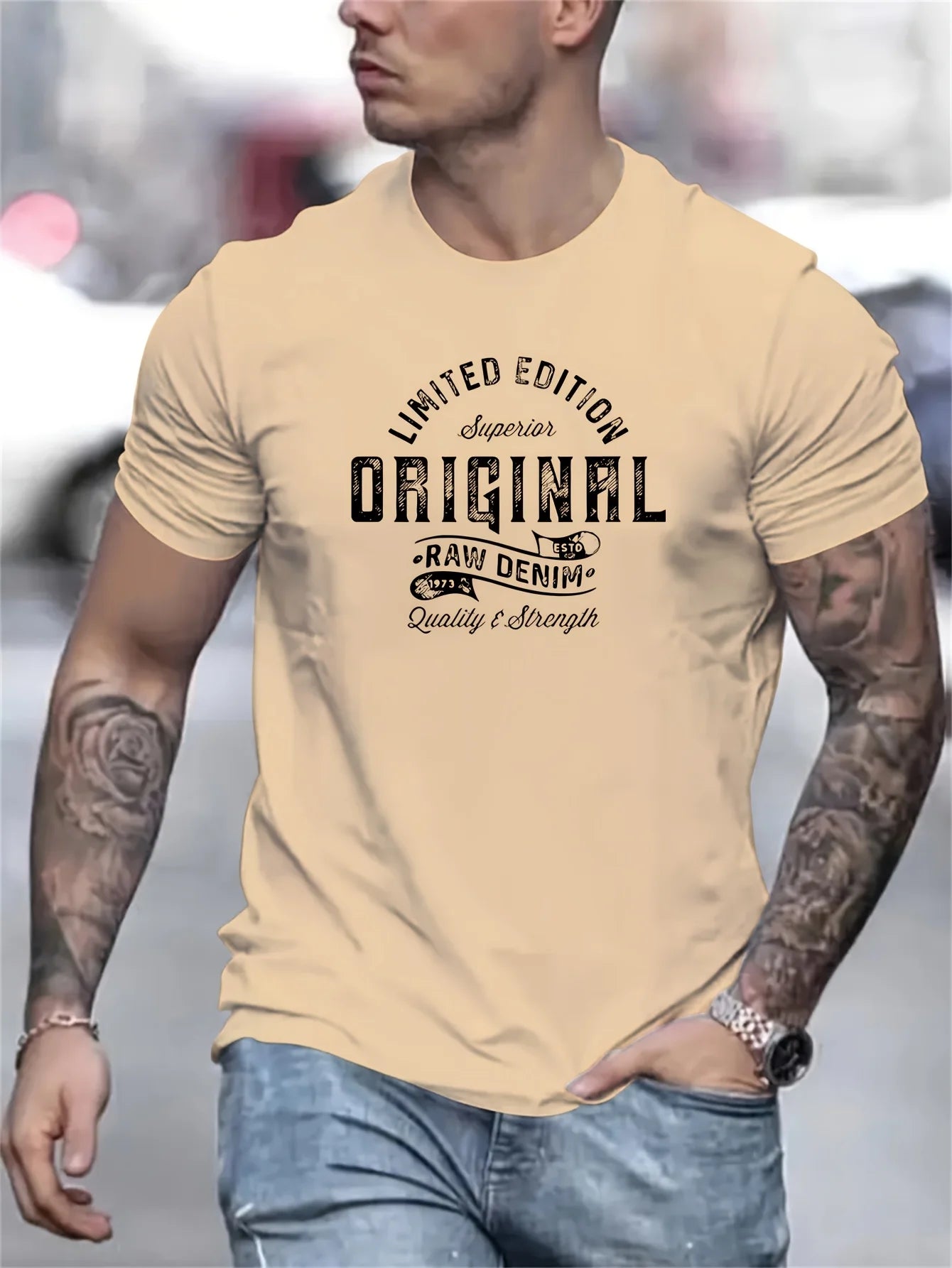 T-Shirt Homme 100% Coton Loose Col Rond Imprimé Lettres Style Américain 18 Coloris – CLEVI Paris